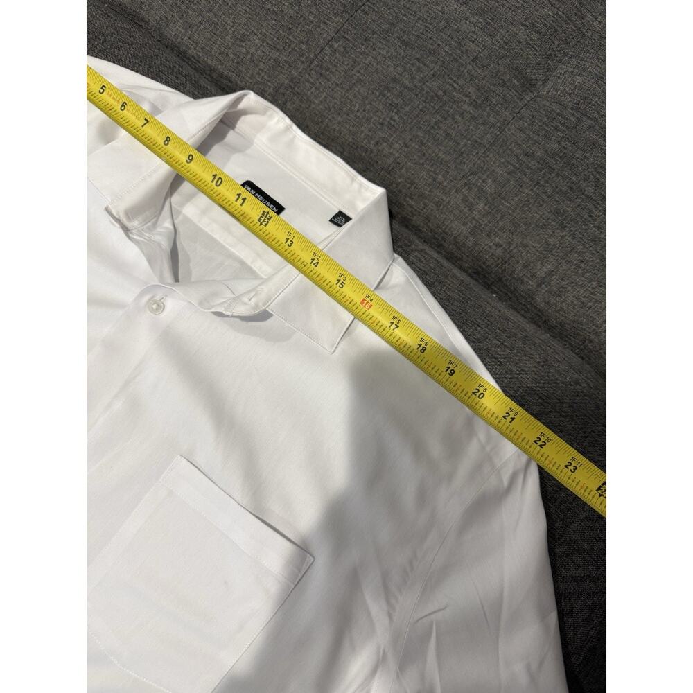 Van Heusen Stretch White Solid Button Up Dress Shirt Tall Fit 18.5 35/36 - Picture 6 of 11